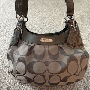 Coach Black and Gray Signature Shoulder Bag